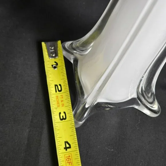 Vintage Clear Glass Floor Bud Vase 16" Tall Trumpet Stretch Flared Base Decor - Picture 7 of 9